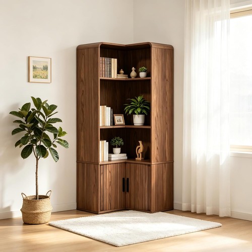 Shaped walnut corner - shaped,